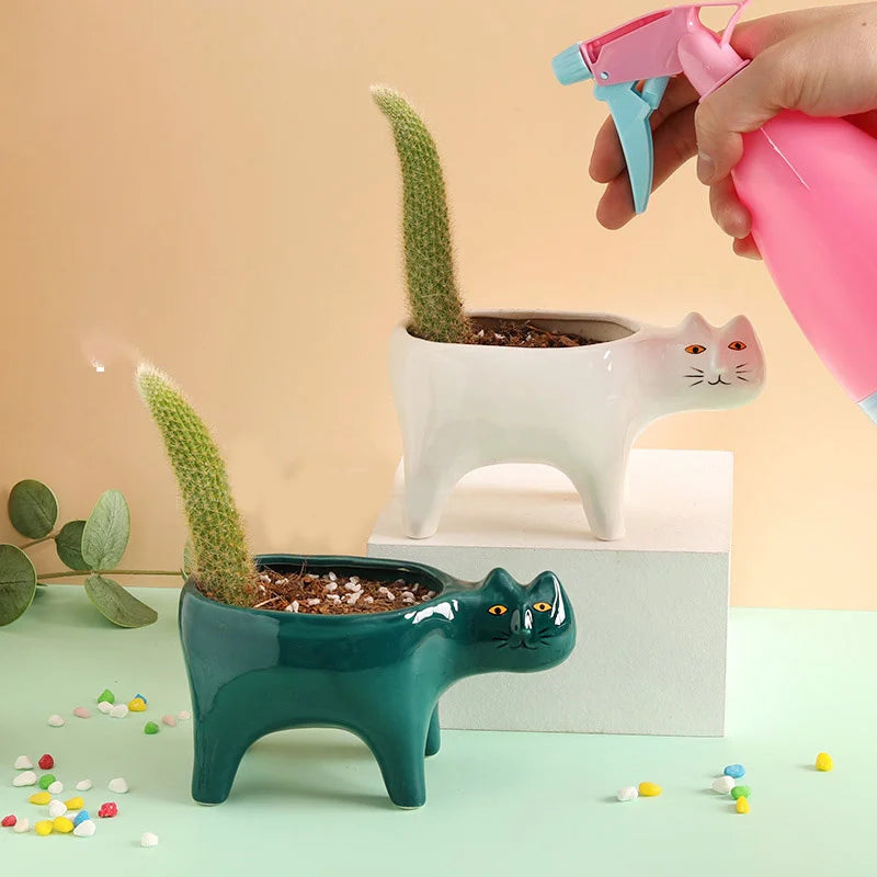 Ceramic Cat Cactus Planter