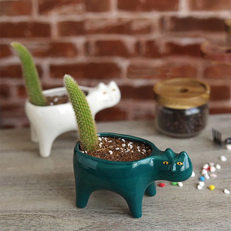 Ceramic Cat Cactus Planter