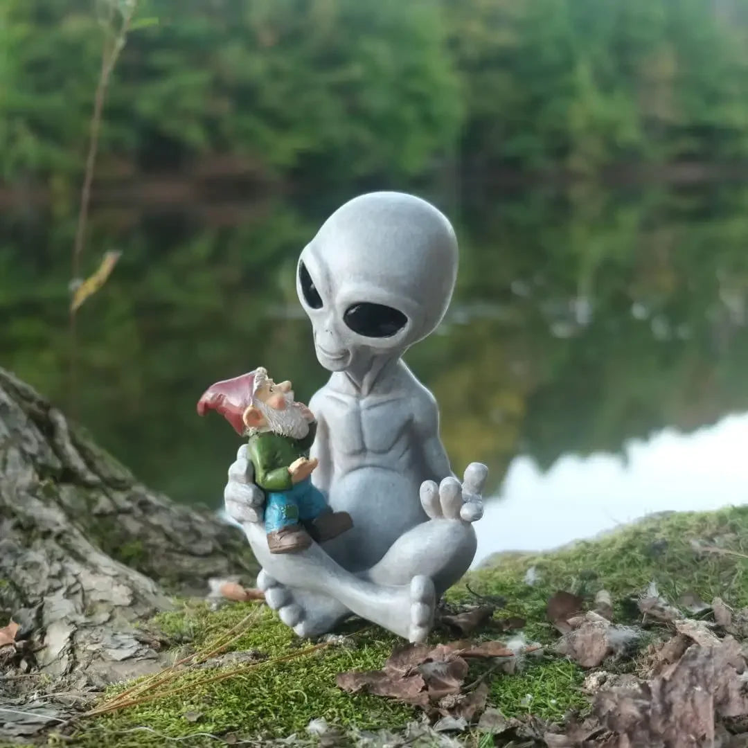 Unique Alien and Gnome Garden Statue