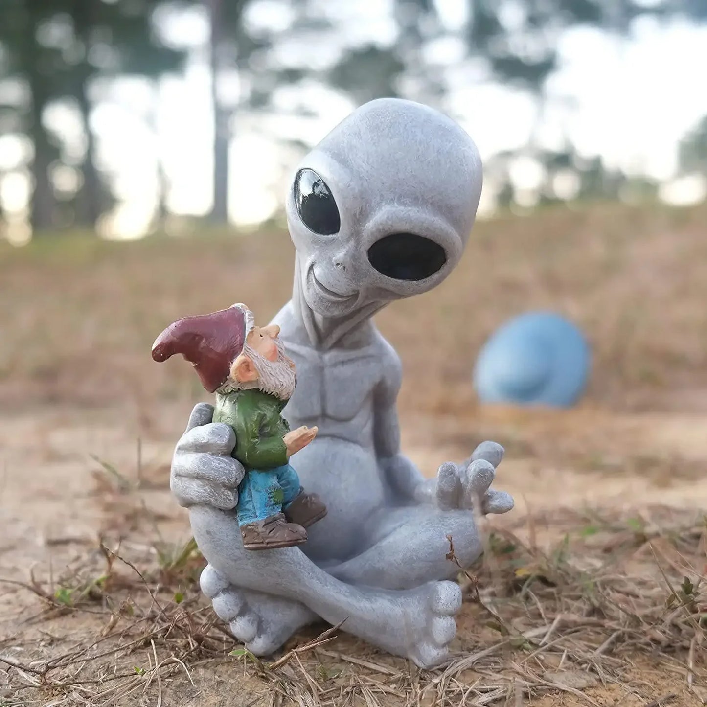 Unique Alien and Gnome Garden Statue