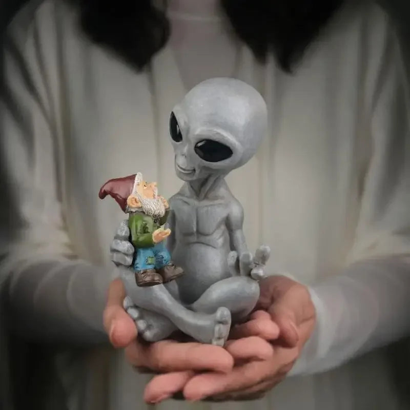 Unique Alien and Gnome Garden Statue