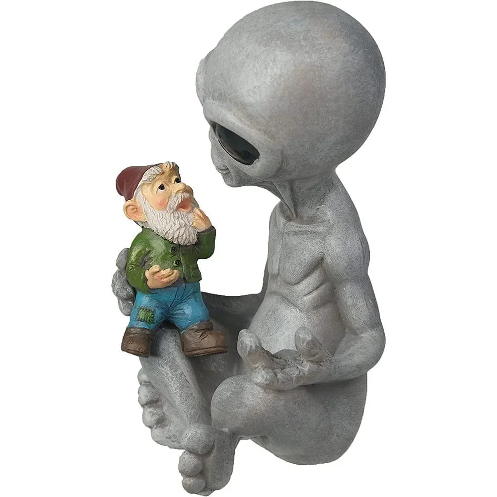 Unique Alien and Gnome Garden Statue